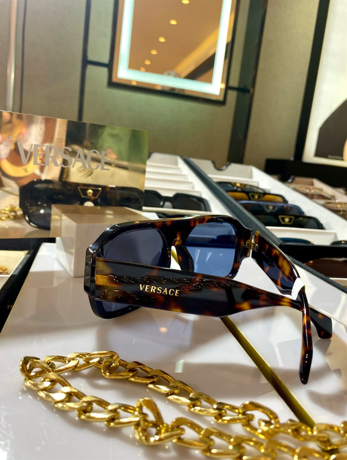 Versace Havana Gold Chain Pilot Güneş Gözlüğü